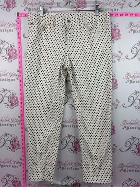 Polka Dot jeans pants real straight white - Cream with Black Dots